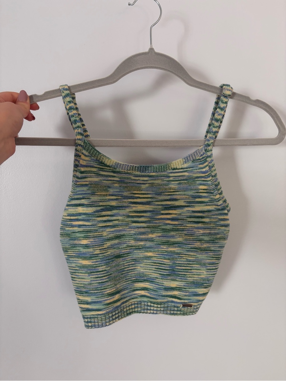 Hollister Green Multicolor Knit Crop Tank